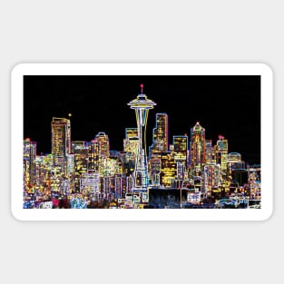 Dark be the Night - Luminous Seattle Skyline Sticker